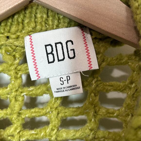 BDG Urban Outfitters Osaka Open-Knit Polo Cardigan Sweater Green Size S - Picture 6 of 10